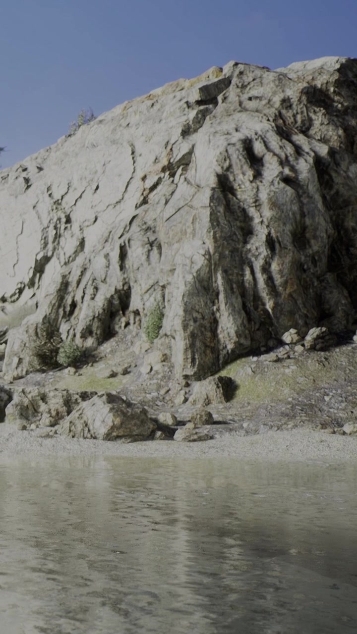 Formazione rocciosa vicino all'acqua in un ambiente naturale durante le ore diurne