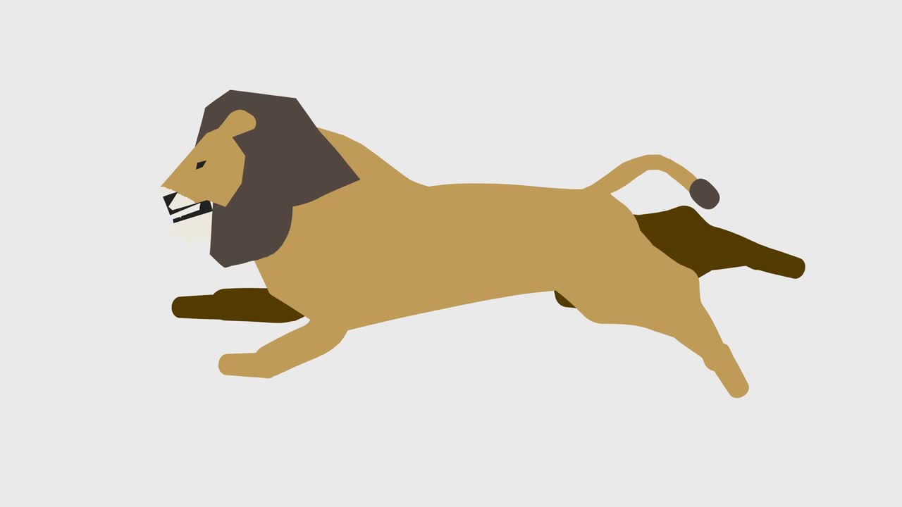 Animation of illustrations of lions running (4K resolution, background transparency)
