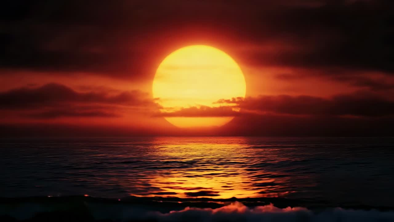 A stunning sunset video captures the sun setting over the ocean