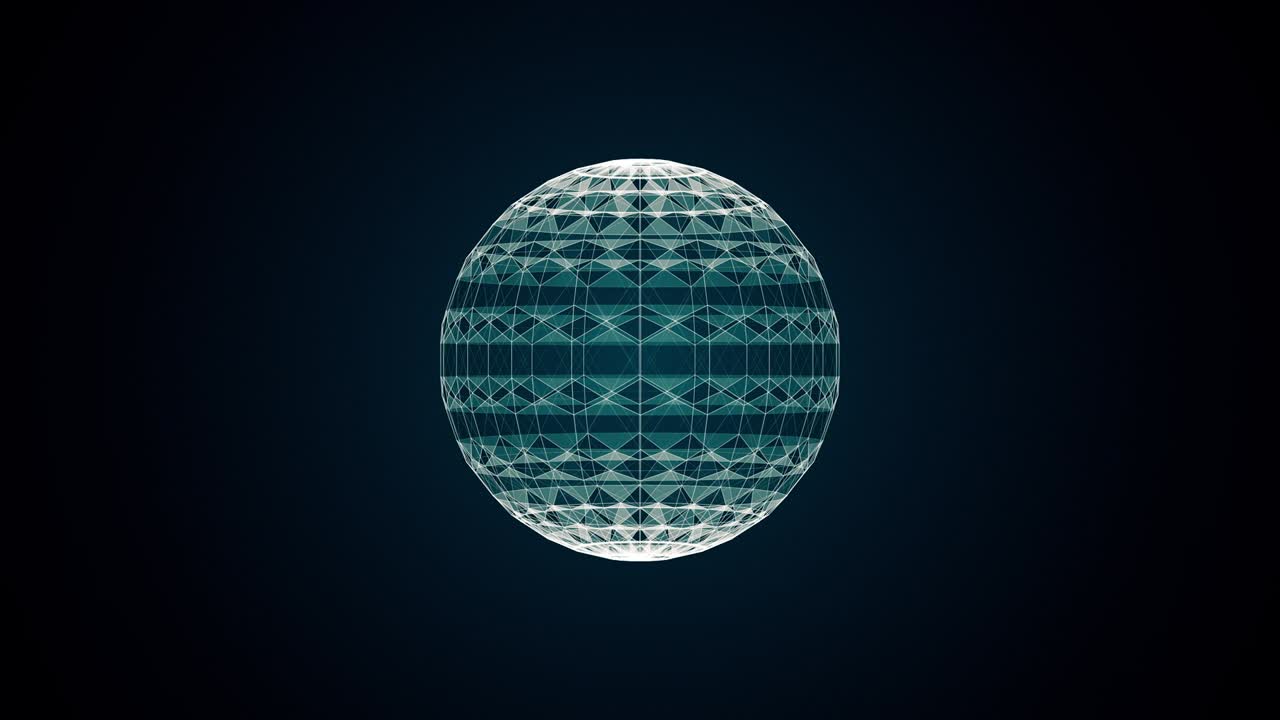 marco de alambre giratorio lento del globo de las líneas de triángulos