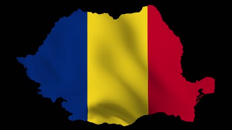 romania waving flag map with alpha channel and seamless loop