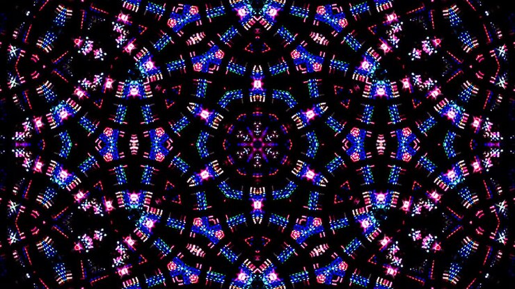 shining bright lines set wave motion, colorful, on black background