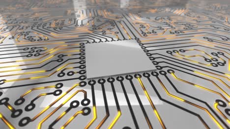 bucle de la placa de circuitos de computadora giratoria de color naranja brillante 4k