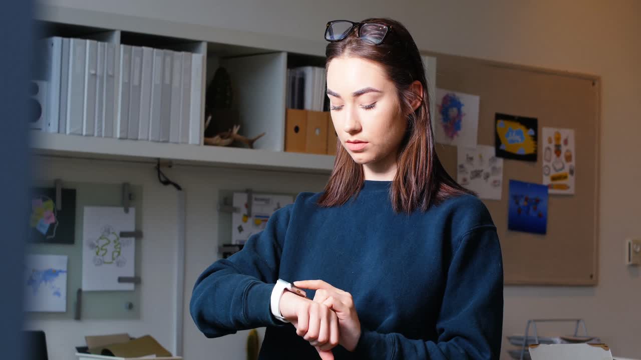 Executive using smartwatch