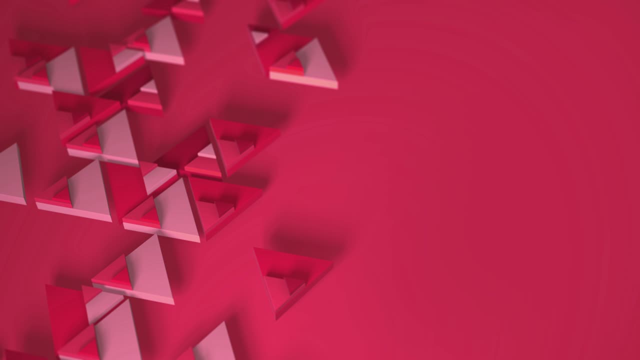 rojo carmesí del minimalismo. enfoque selectivo. medio marco renderización 3d de animación en bucle con el movimiento de triángulos geométricos. fondo sin fin para la presentación. animación de negocios