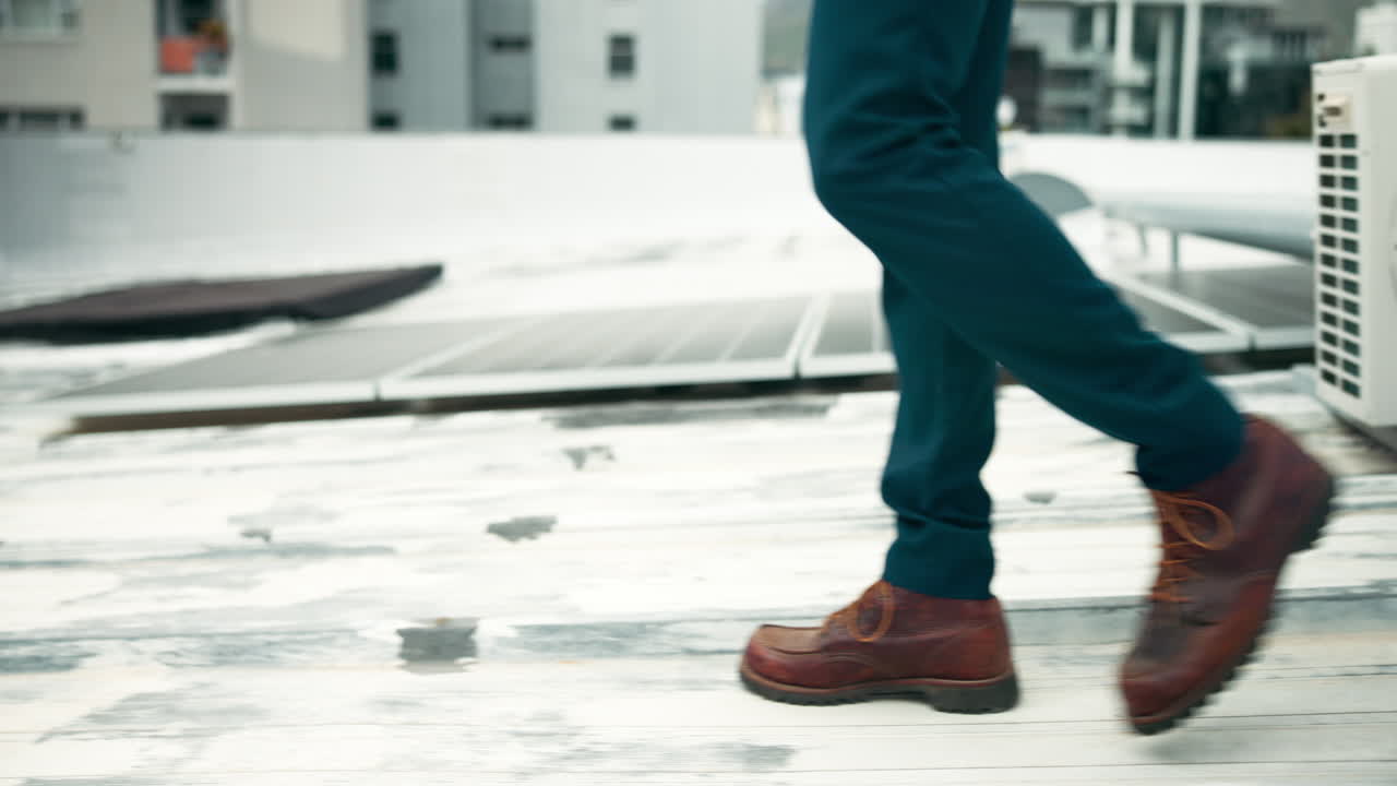 Walking on a rooftop