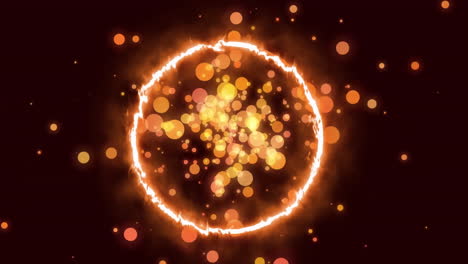 animation of ring of flame with hot orange and yellow light spots on black background