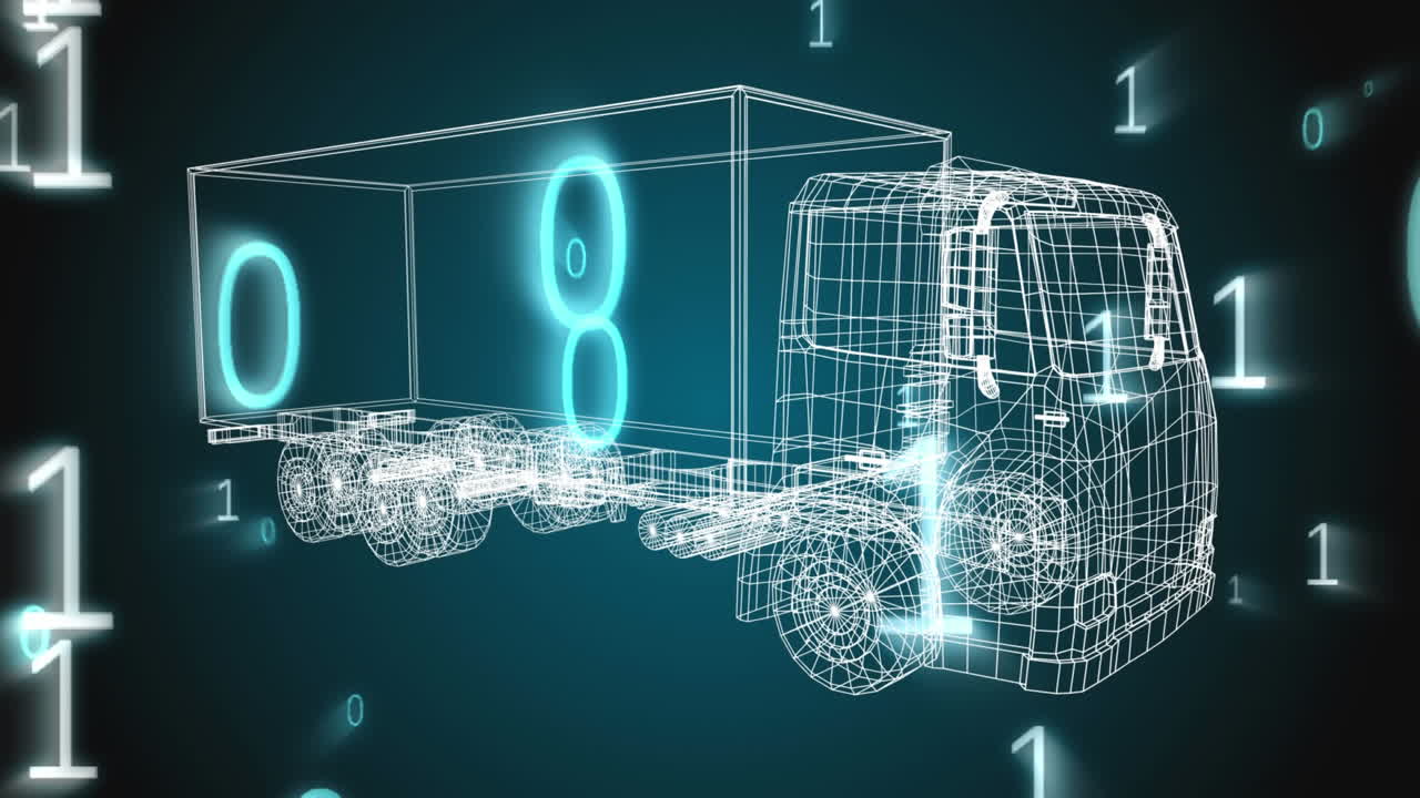 숫자가 떨어지는 트럭의 기술적 도면