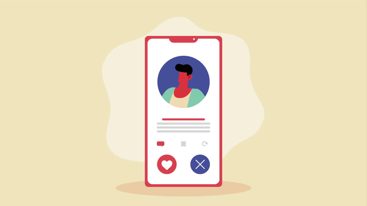 man in smartphone device animation