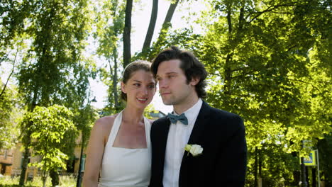 just married couple in a convertible car