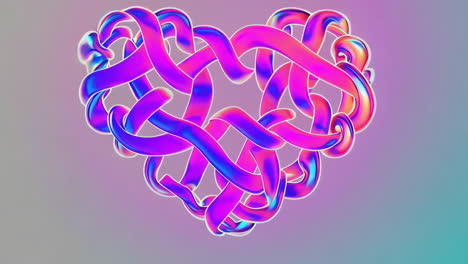 intertwined neon heart abstract art
