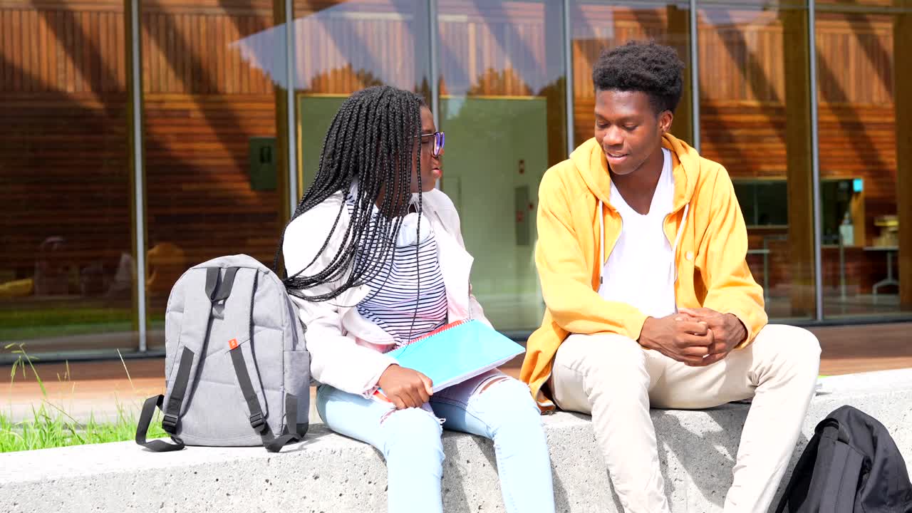 College Students Chatting on Campus