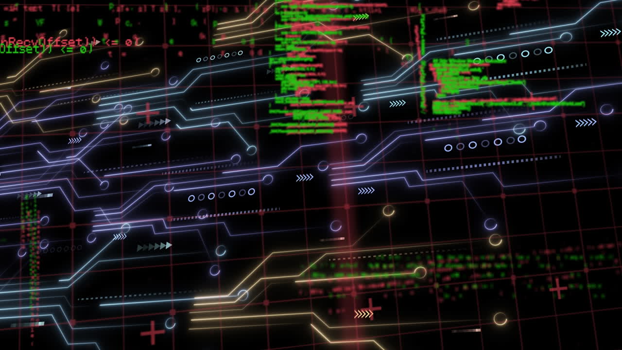 Animation of data processing over computer circuit board