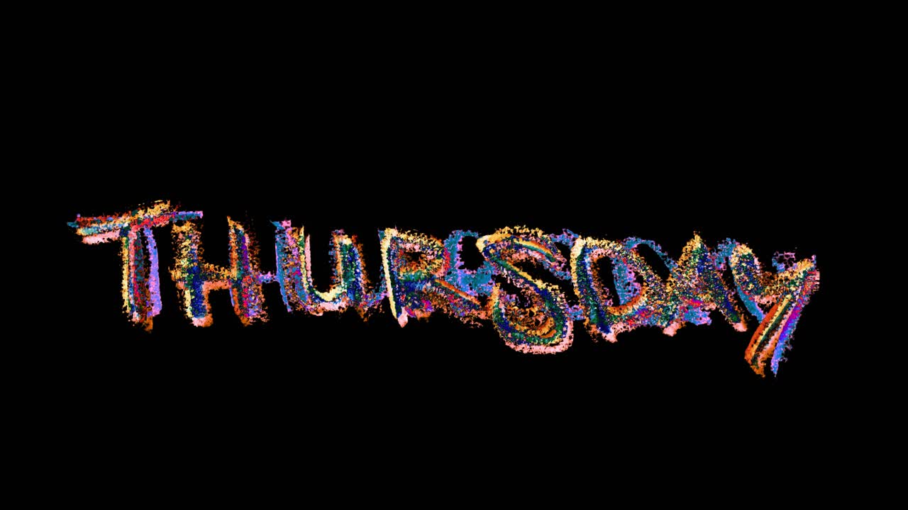 Thursday title drawn in bold marker lettering style, animated on a clean background for a simple intro