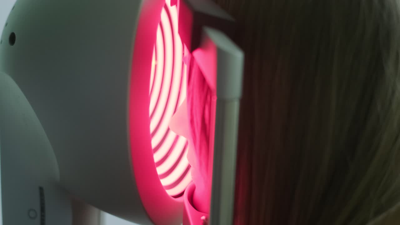 코니알 토포그래피: 아름다운 여성에 대한 코니알 분석기와 함께 눈 검사