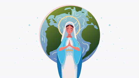 animación religiosa de la virgen maría azul