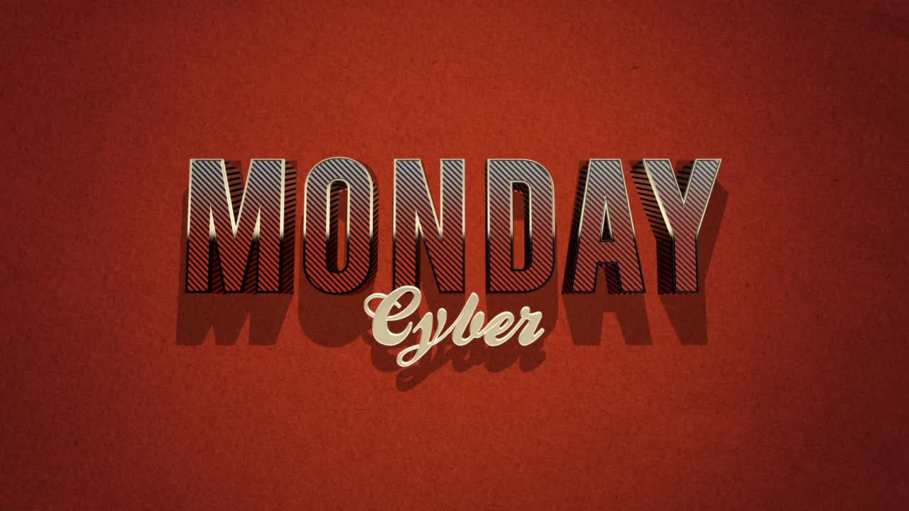 texto retro del lunes cibernético sobre textura grunge roja en el estilo de los años 80 1