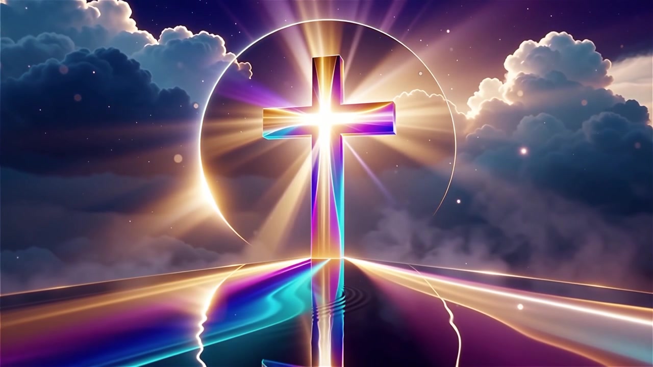 Christian Cross Heavenly Light Worship Background