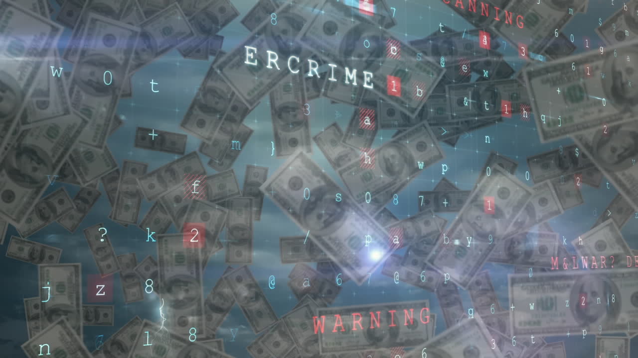 미국 달러가 떨어지는 것에 대한 사이버 보안 개념