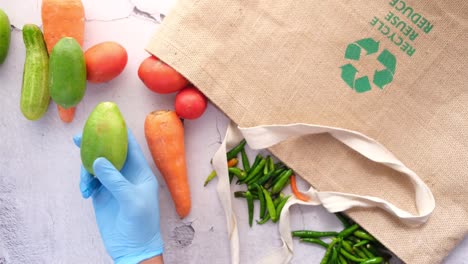 compras de comestibles saludables con bolsas reutilizables