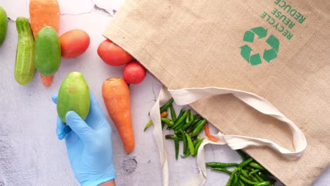 healthy grocery shopping with reusable bags