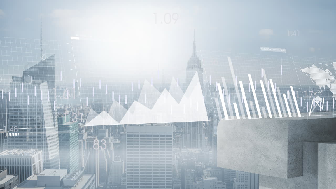 도시 풍경에 대한 데이터 처리 및 다이어그램의 애니메이션