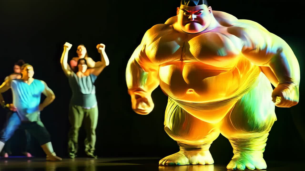 Sumo Wrestler Figure on Stage