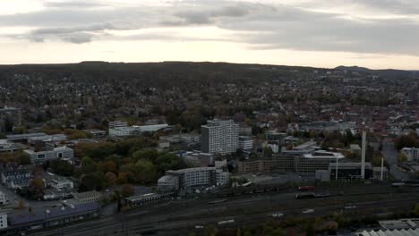 drone aerial shot of the iduna zentrum in göttingen