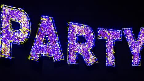 large, glittering party sign illuminating the night with vibrant colors and sparkling lights, creating an exciting and festive atmosphere perfect for celebrations and social gatherings