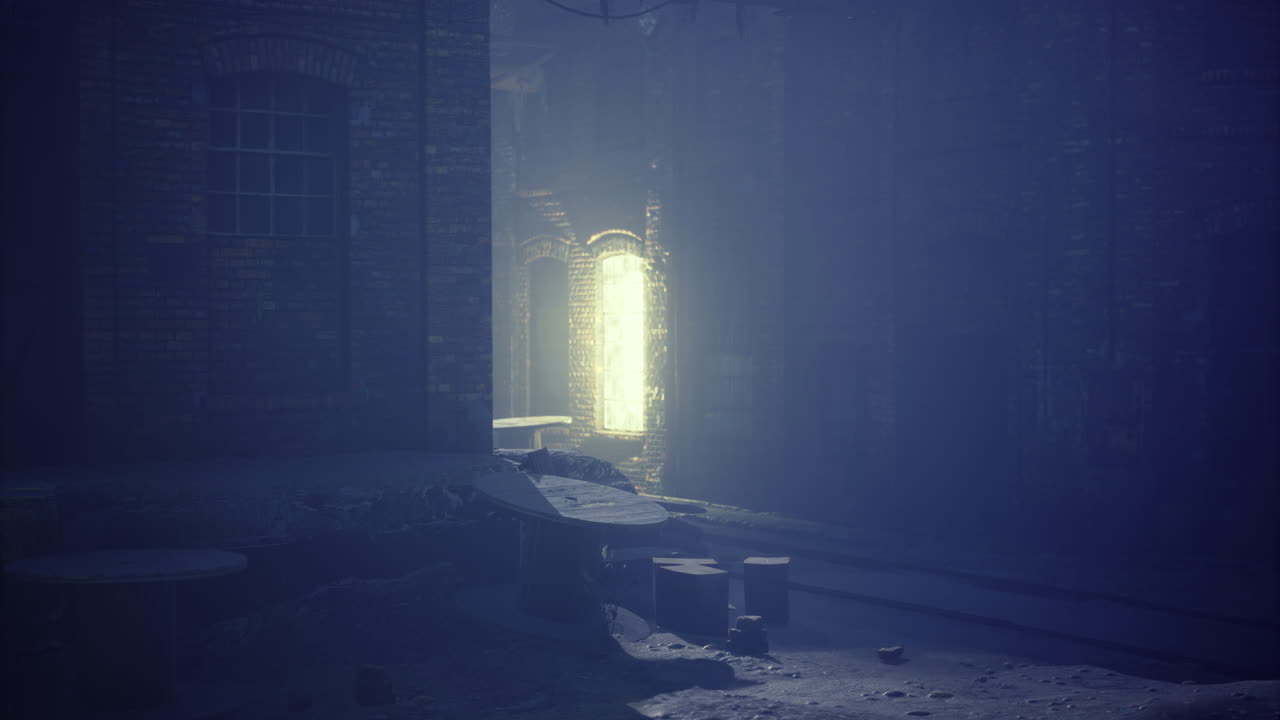 신비한 빛은 잊혀진 공간의 고대 문에서 발사됩니다.