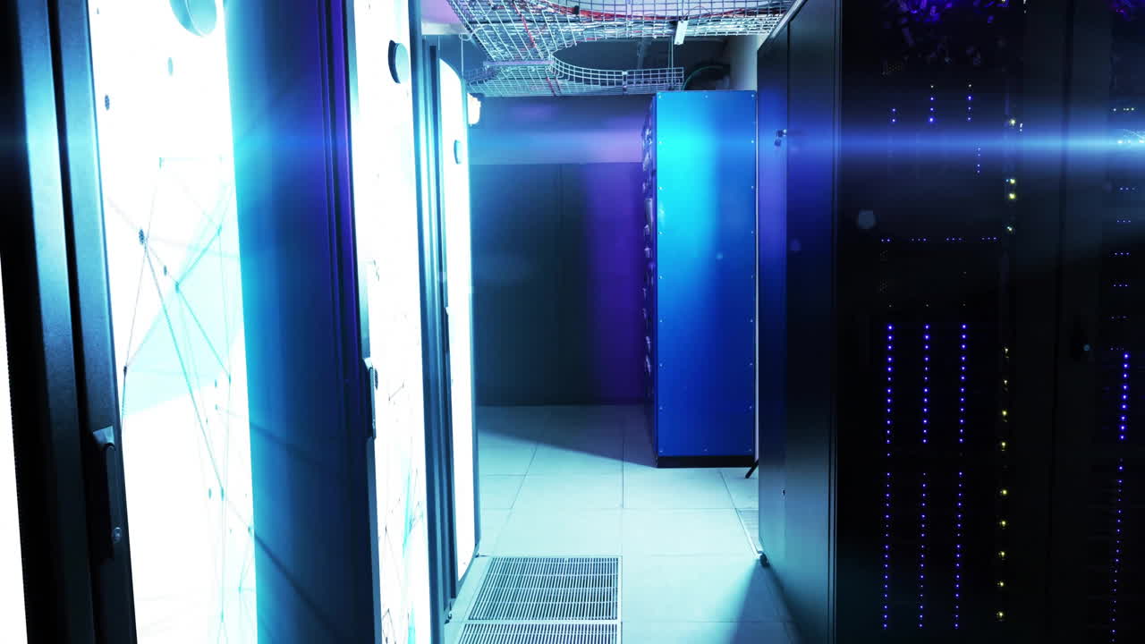 Animation of network of connections over server room