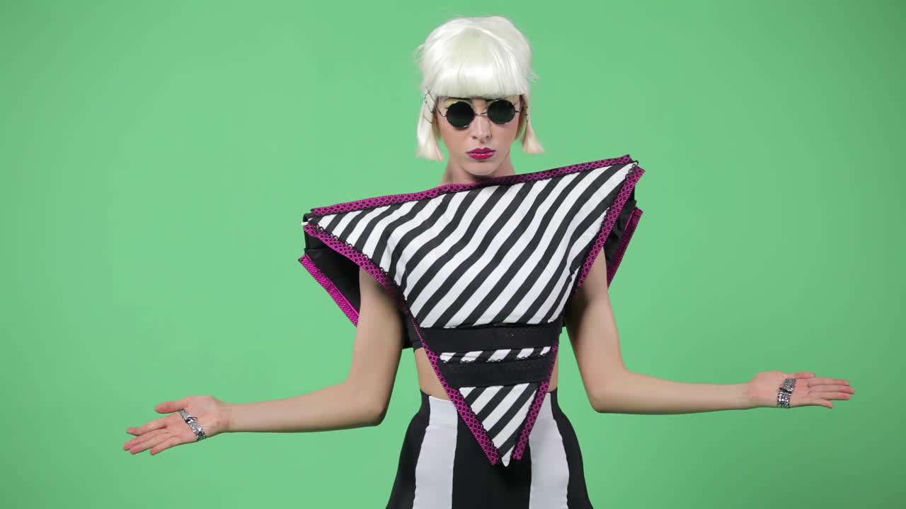 Dancing girl in the style of hightech