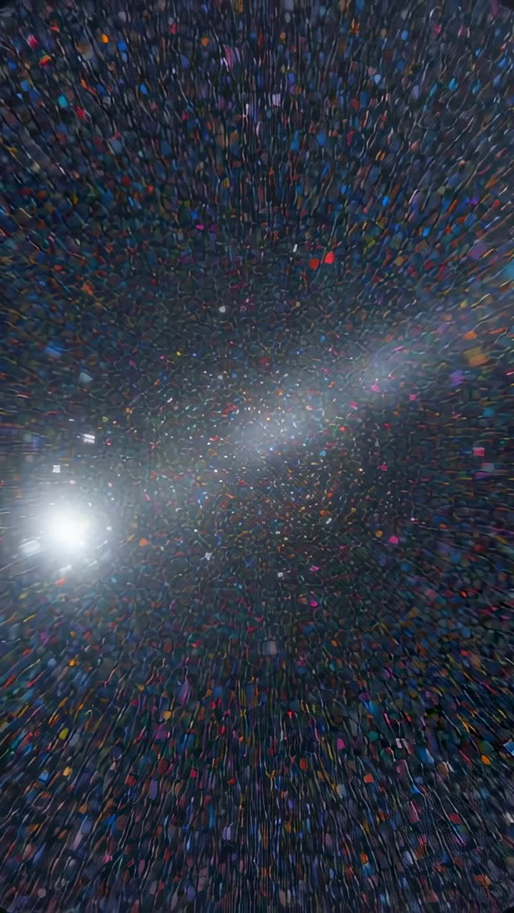 Vertical video: Projector starting projected streaks moving on dome pale band forming flare glowing