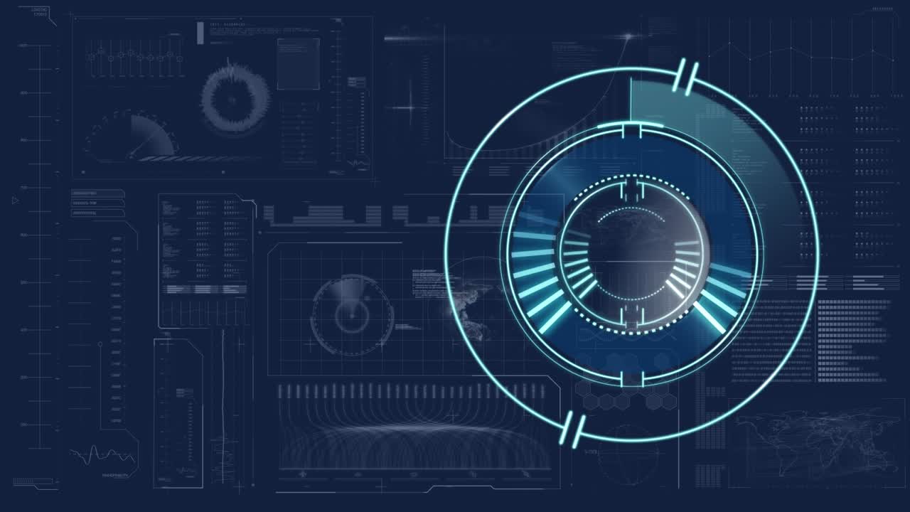 Animation of scan scoping over data processing on navy background