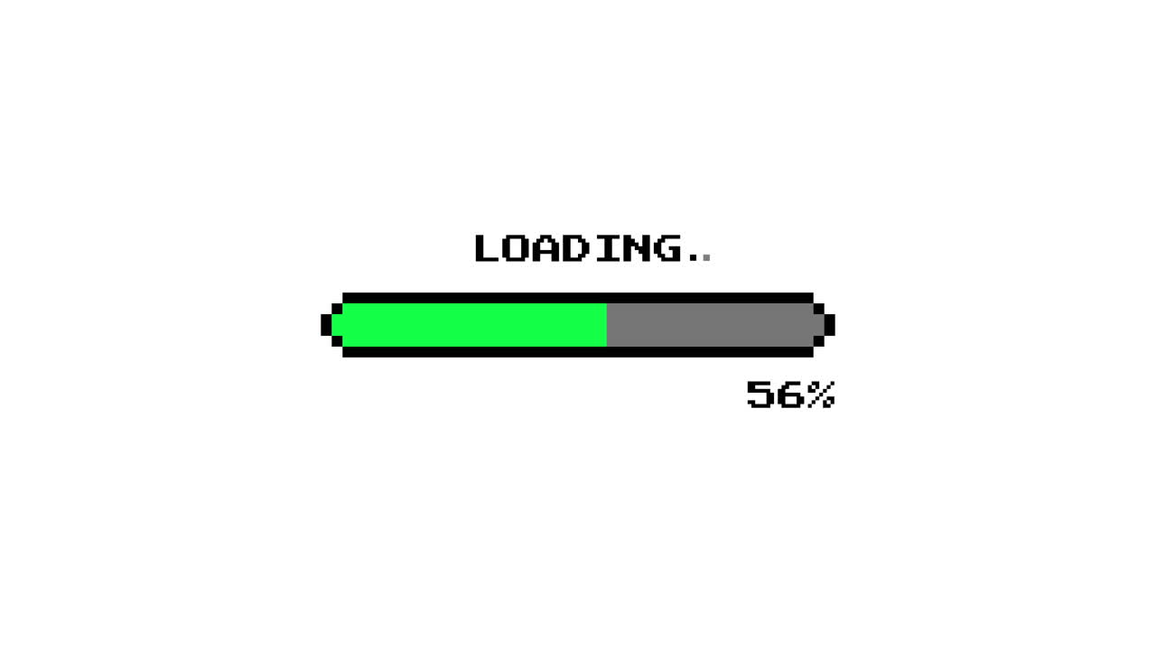 Pixel Art Loading Bar Progressing with Percentage