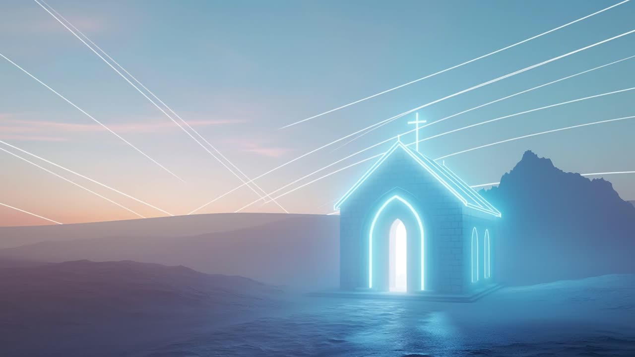 Neon Church Landscape