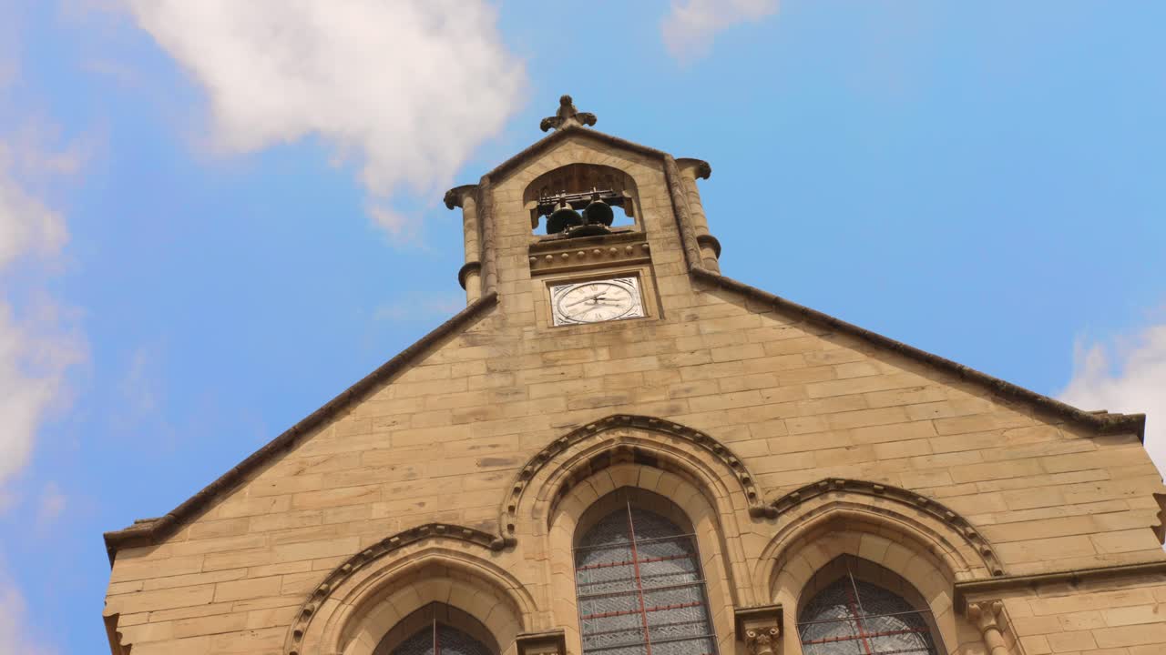 Exterior View Of Collegiate Church of Saint-Martin In Brive-la-Gaillarde, France. - low angle shot