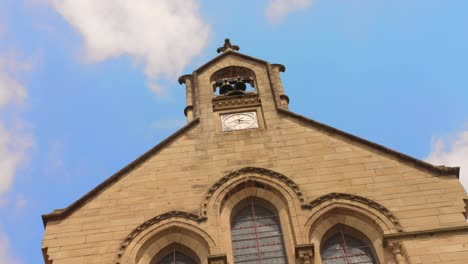 exterior view of collegiate church of saint-martin in brive-la-gaillarde, france. - low angle shot
