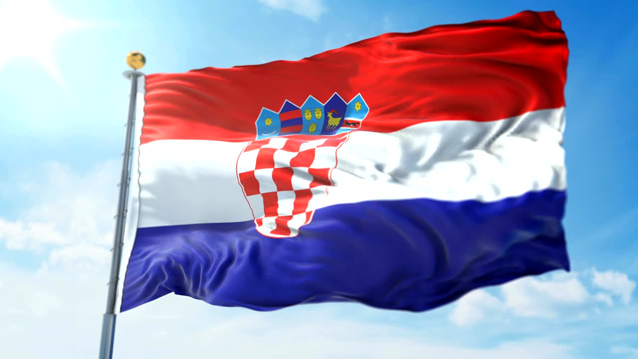 크로아티아 발의 3d 렌더링 영상 - 아름다운 섬유 천 줄이 흔들리고 있습니다.