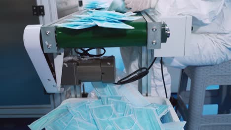 face mask production line in modern factory