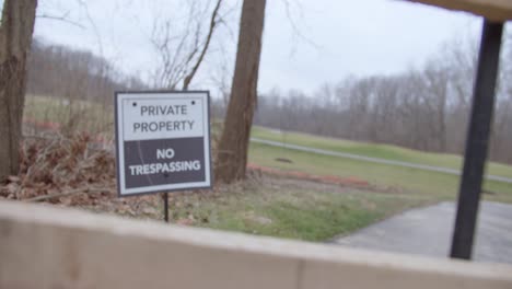Private Property Sign No Trespassing on Golf Course