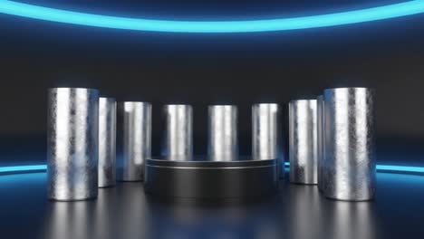 modern product podium with neon lighting