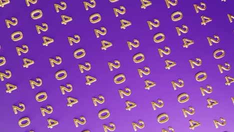 golden 2024: a lustrous repetition on purple background vertical