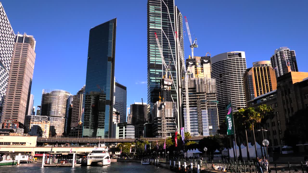 Sydney's Darling Harbour cityscape with modern buildings and waterfront