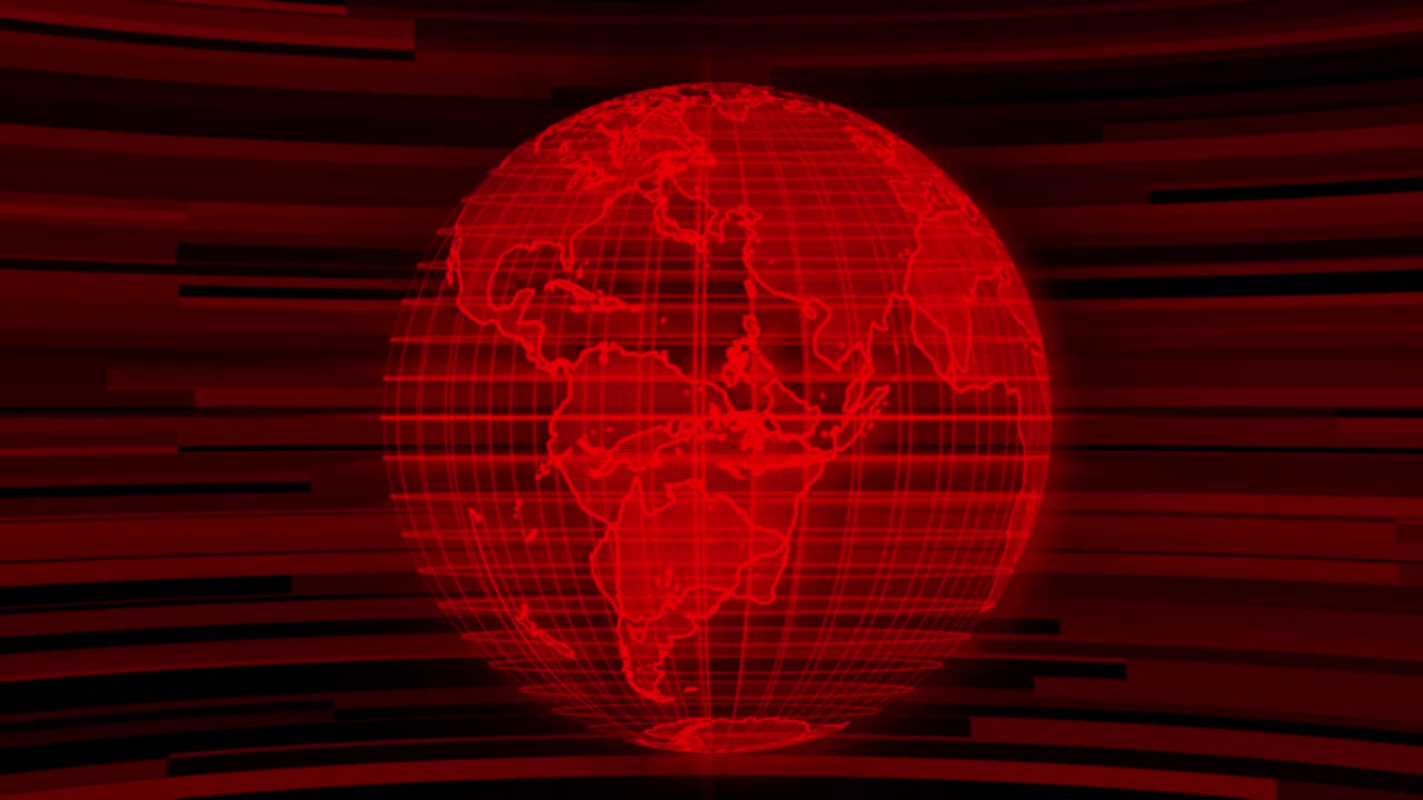 las partículas digitales la animación de la tierra el fondo de movimiento. las partículas de comunicación la animación tecnológica de la tierra.