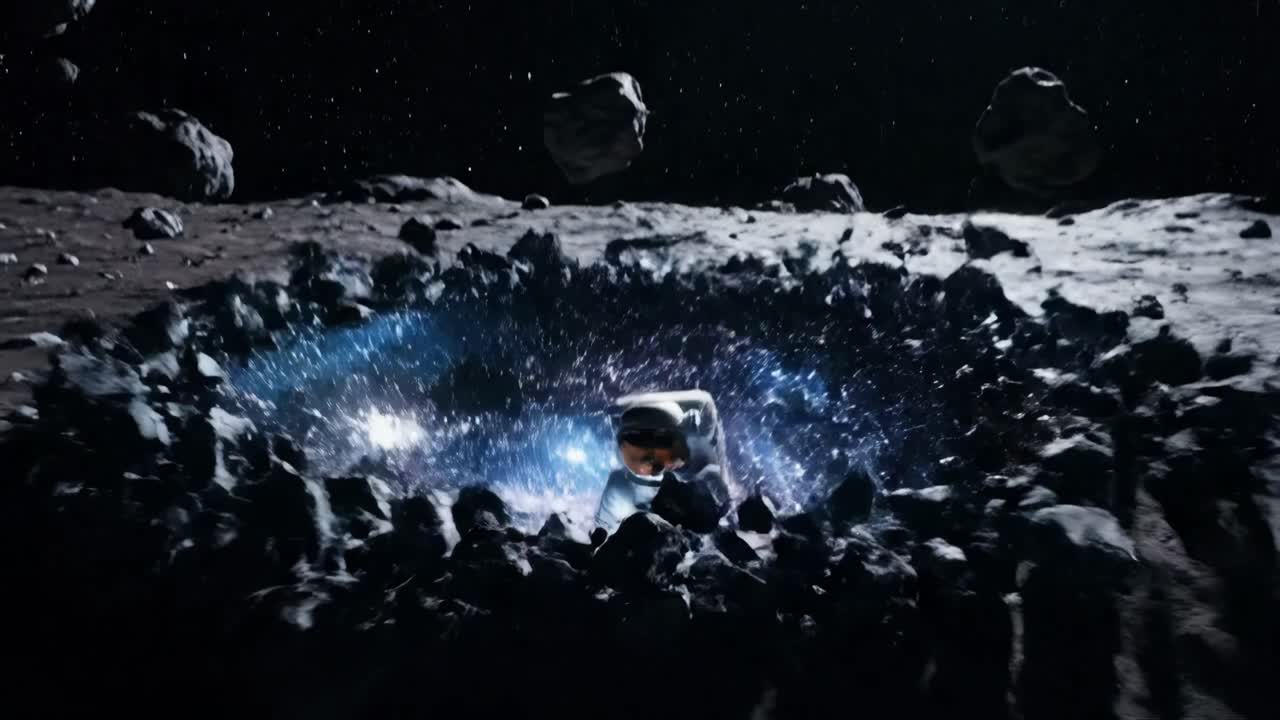 An astronaut discovers a portal to another galaxy on the moon