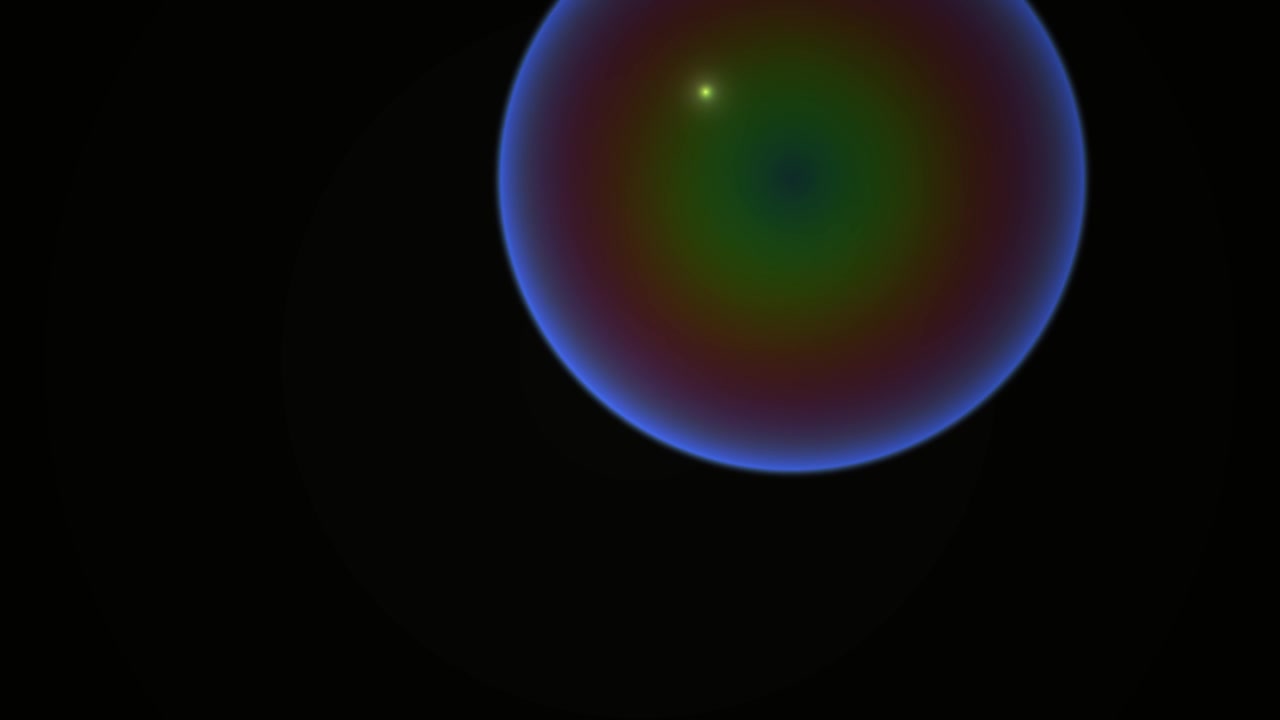 Abstract Glowing Green Sphere Moving Across Dark Background