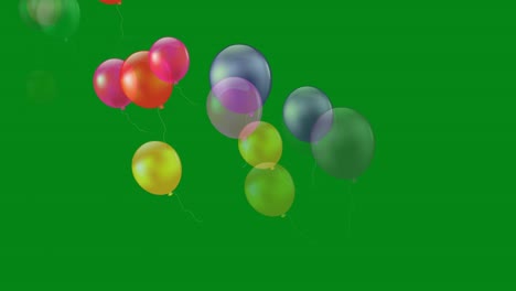 flying colourful balloons green screen motion graphics