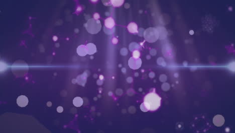 abstract network patterns with purple and white bokeh lights on dark background