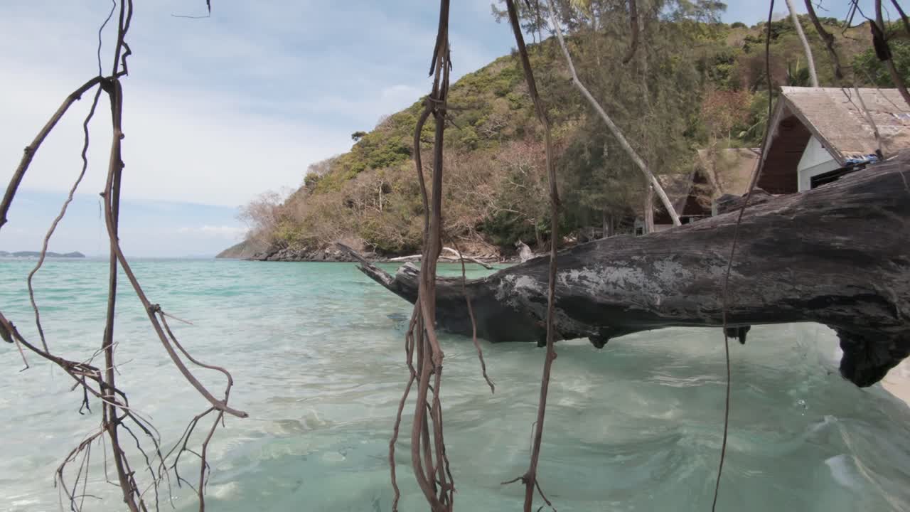 набережная кох хей из остатков дерева и мертвой листвы, таиланд - широкий обзорный снимок